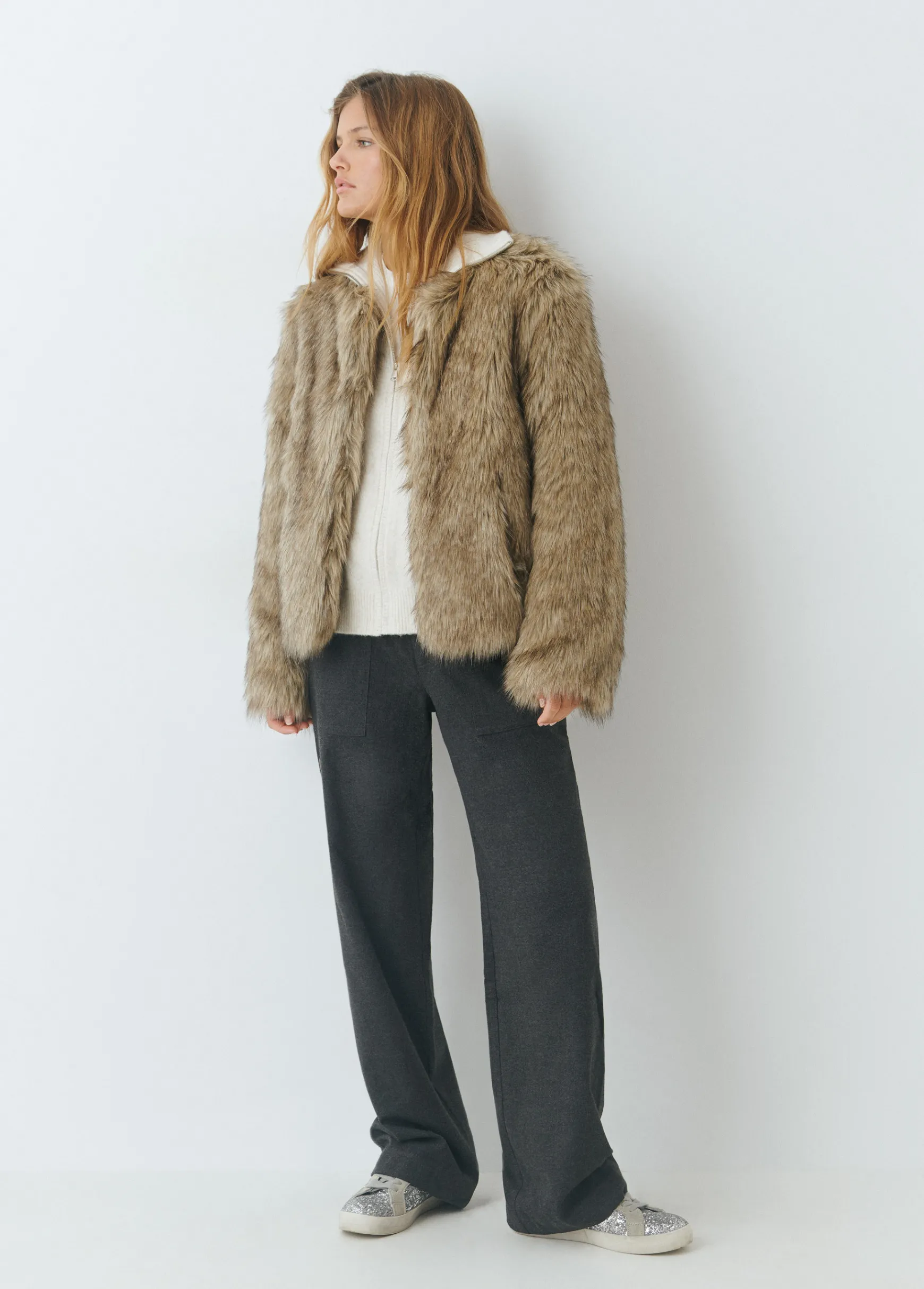 Abrigo corto efecto pelo*Brownie Clearance