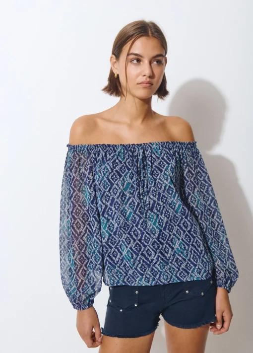 Blusa offshoulder estampado ikat*Brownie Outlet