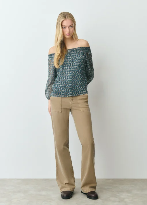 Blusa offshoulder sello indio brillo*Brownie Hot