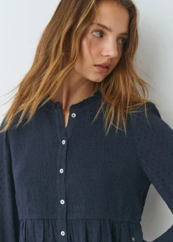 Blusa smock con botones plumeti*Brownie Discount