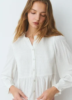Blusa smock con botones plumeti*Brownie Outlet