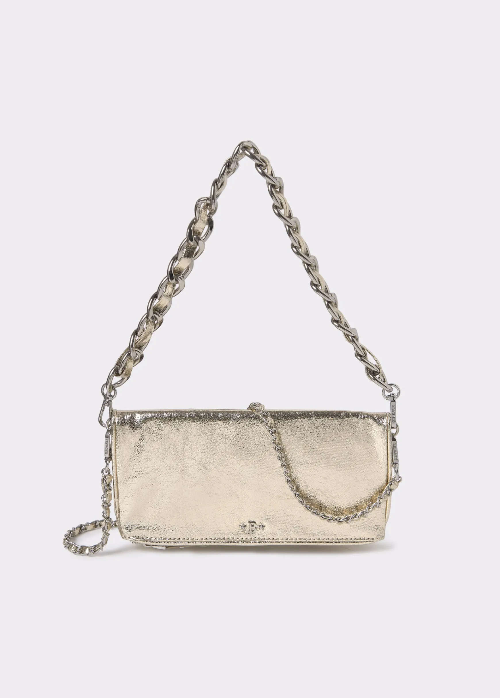 Bolso solapa laminado cadena gruesa*Brownie Hot