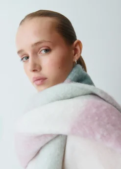 Bufanda gruesa cuadros flecos*Brownie New