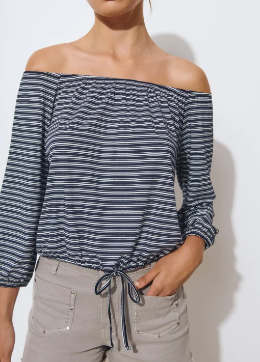 Camiseta escote bardot raya tejida*Brownie New