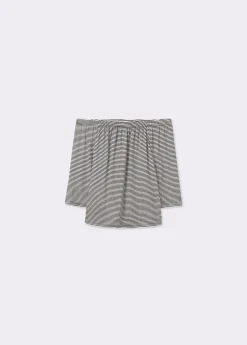 Camiseta escote bardot raya tejida bicolor*Brownie Clearance