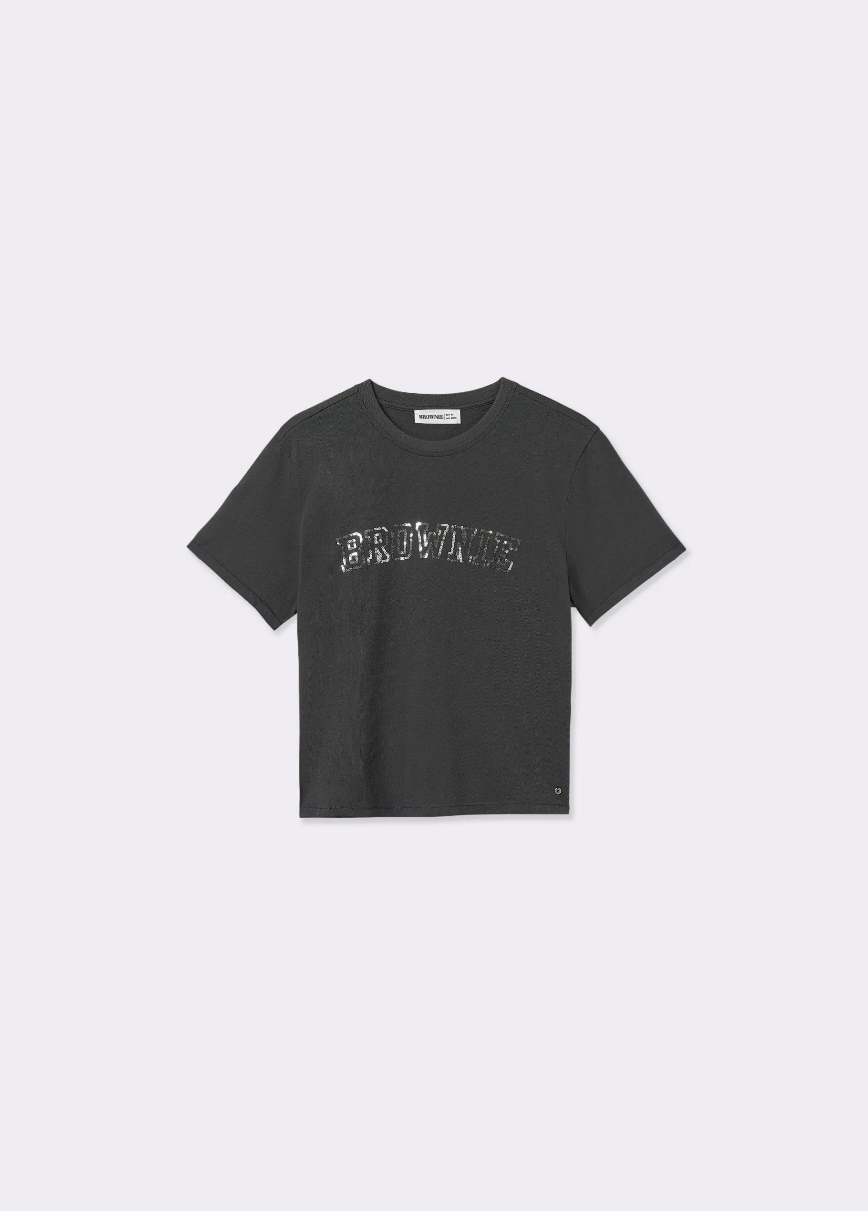 Camiseta manga corta texto bordado lentejuelas*Brownie Best