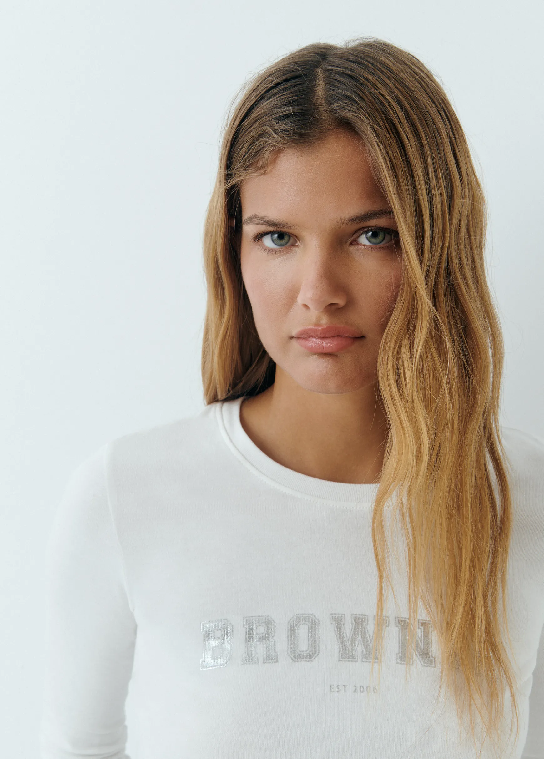 Camiseta manga larga texto foil*Brownie