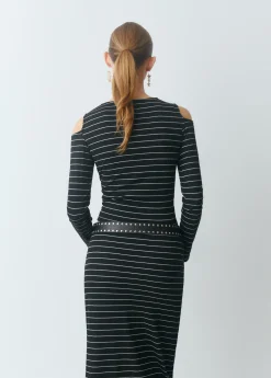 Camiseta raya lurex cut-out hombro*Brownie New