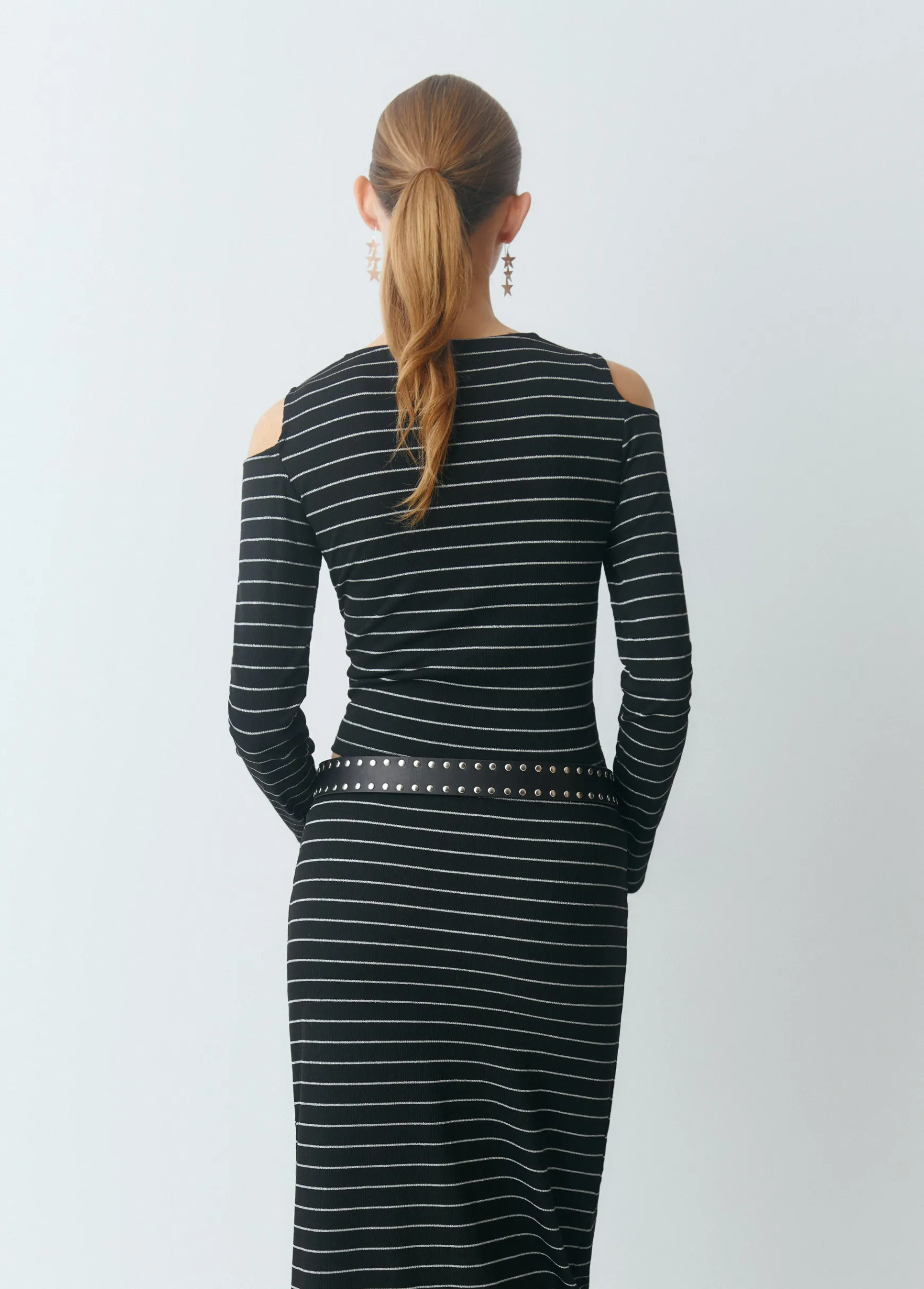 Camiseta raya lurex cut-out hombro*Brownie New