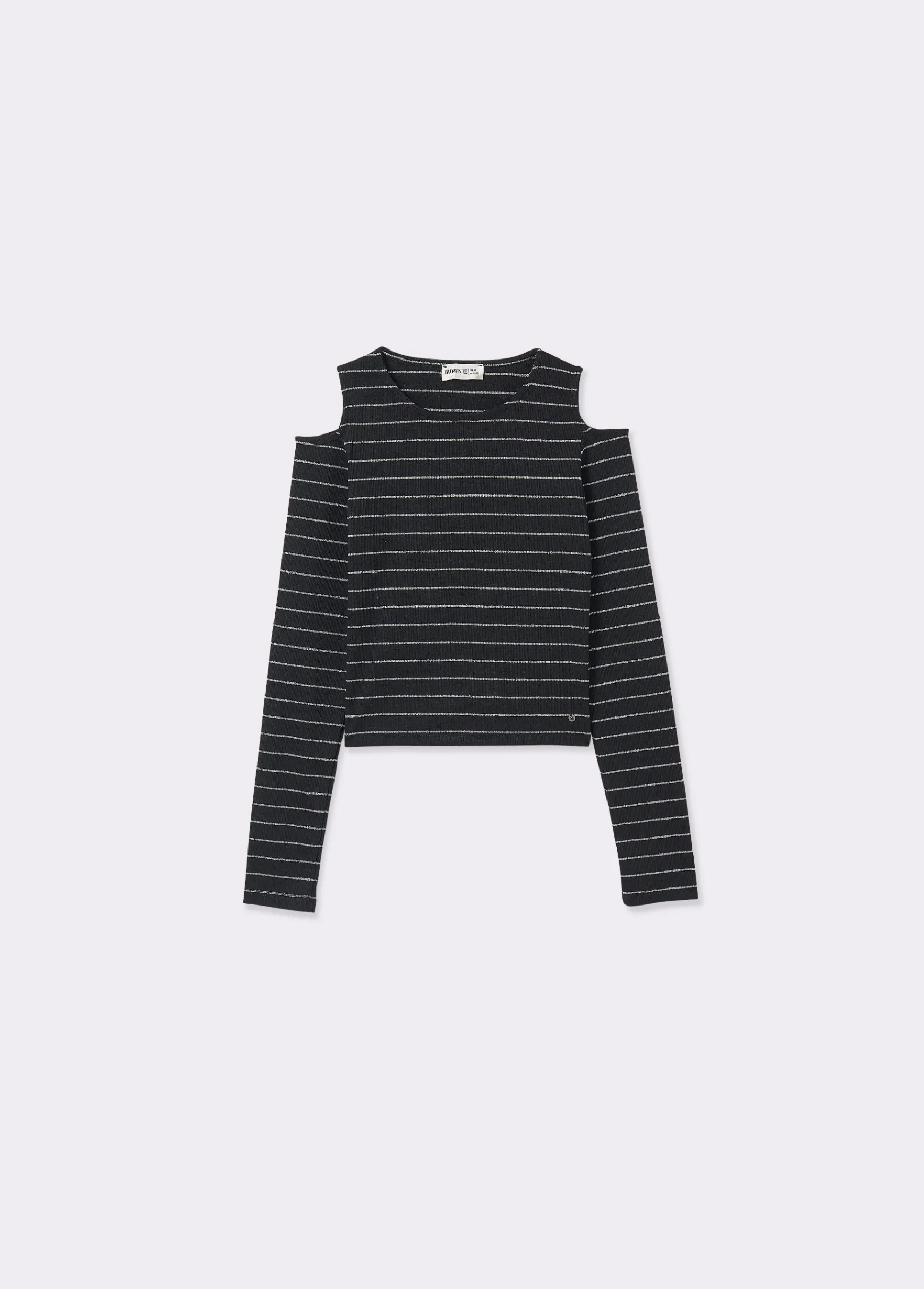 Camiseta raya lurex cut-out hombro*Brownie New