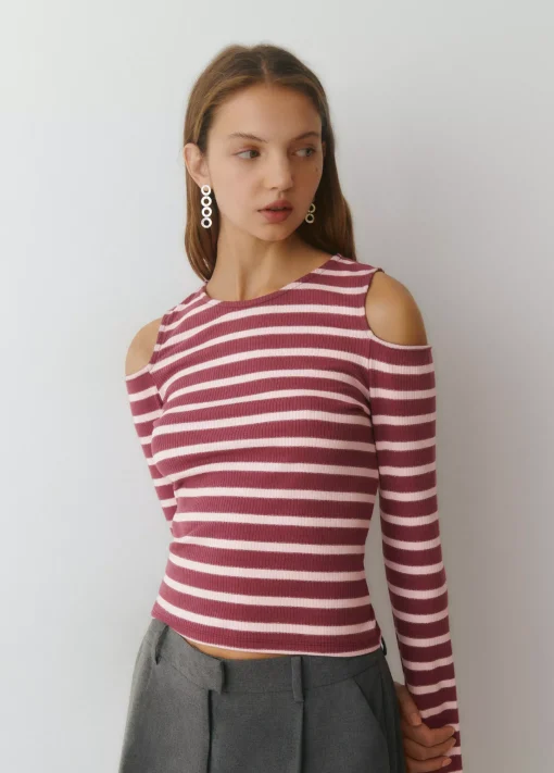 Camiseta raya lurex cut-out hombro*Brownie Discount