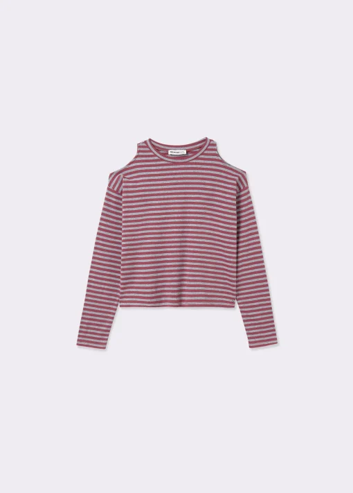 Camiseta raya lurex cut-out hombro*Brownie New