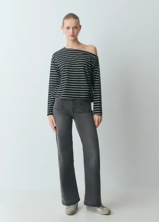 Camiseta raya lurex escote barco*Brownie Discount