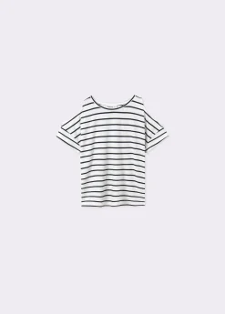 Camiseta raya tejida cut-out hombro*Brownie Outlet