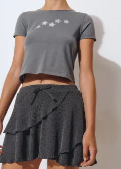 Falda corta volantes tejido estructura*Brownie New