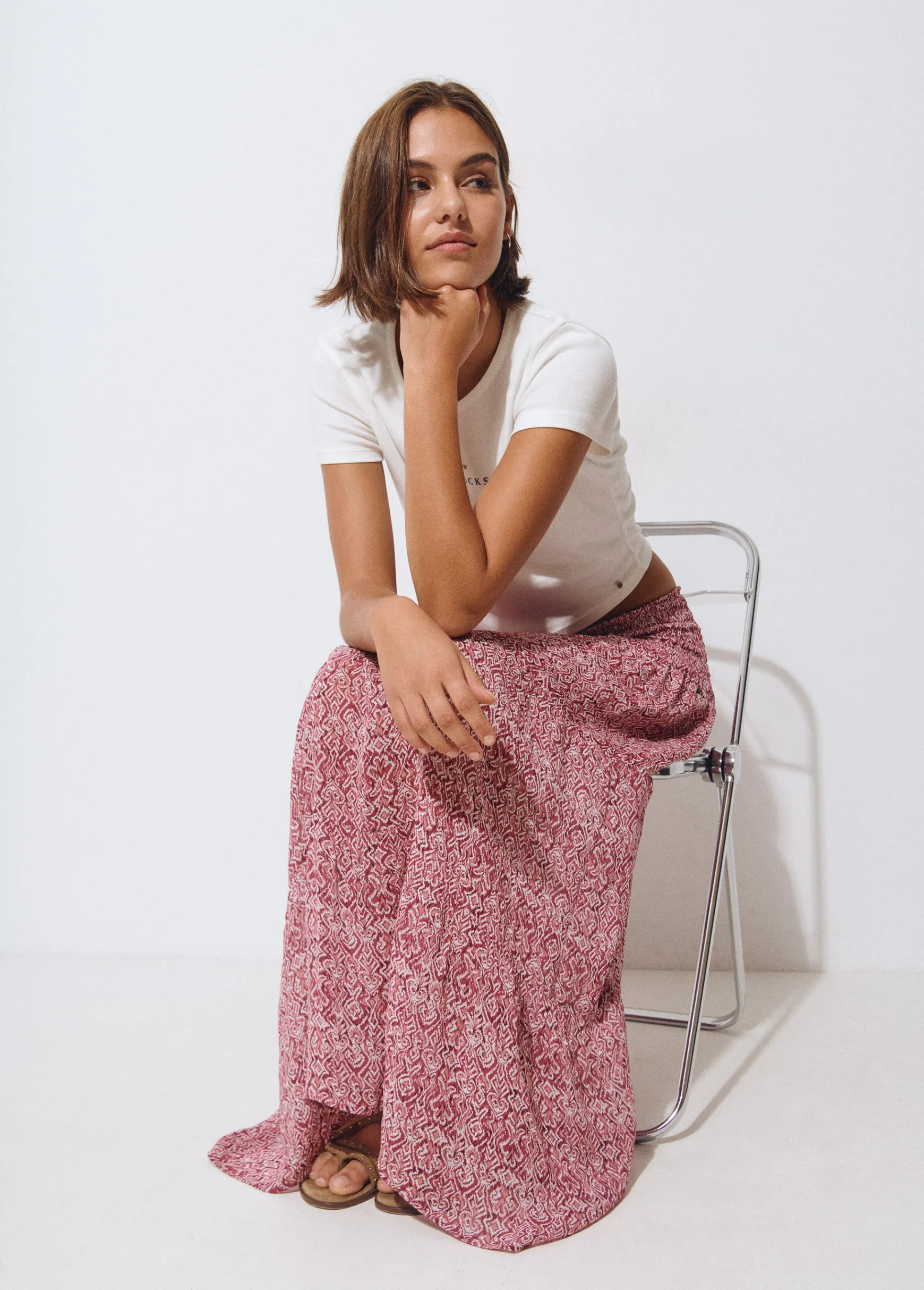 Falda larga smock cintura estampada*Brownie Online