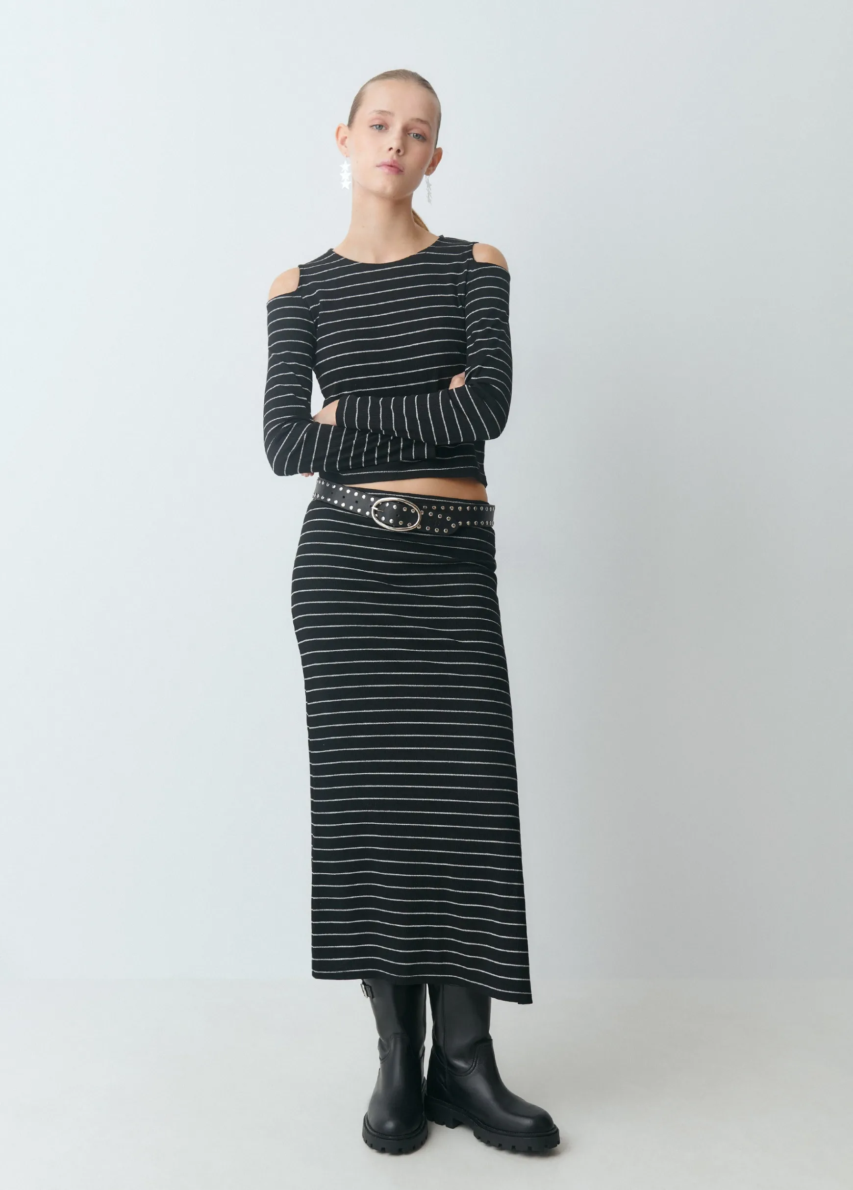 Falda midi raya lurex*Brownie Hot