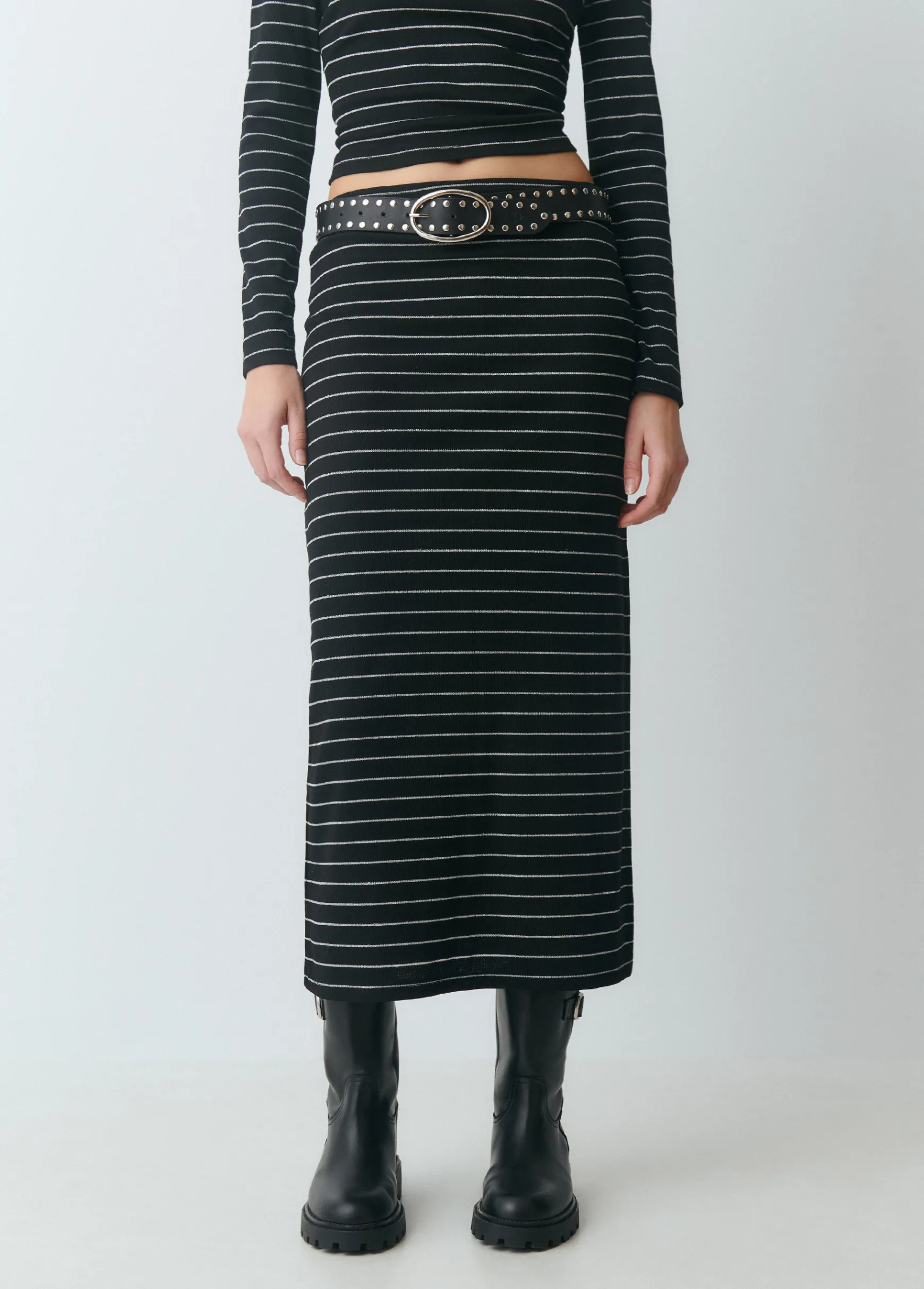 Falda midi raya lurex*Brownie Hot