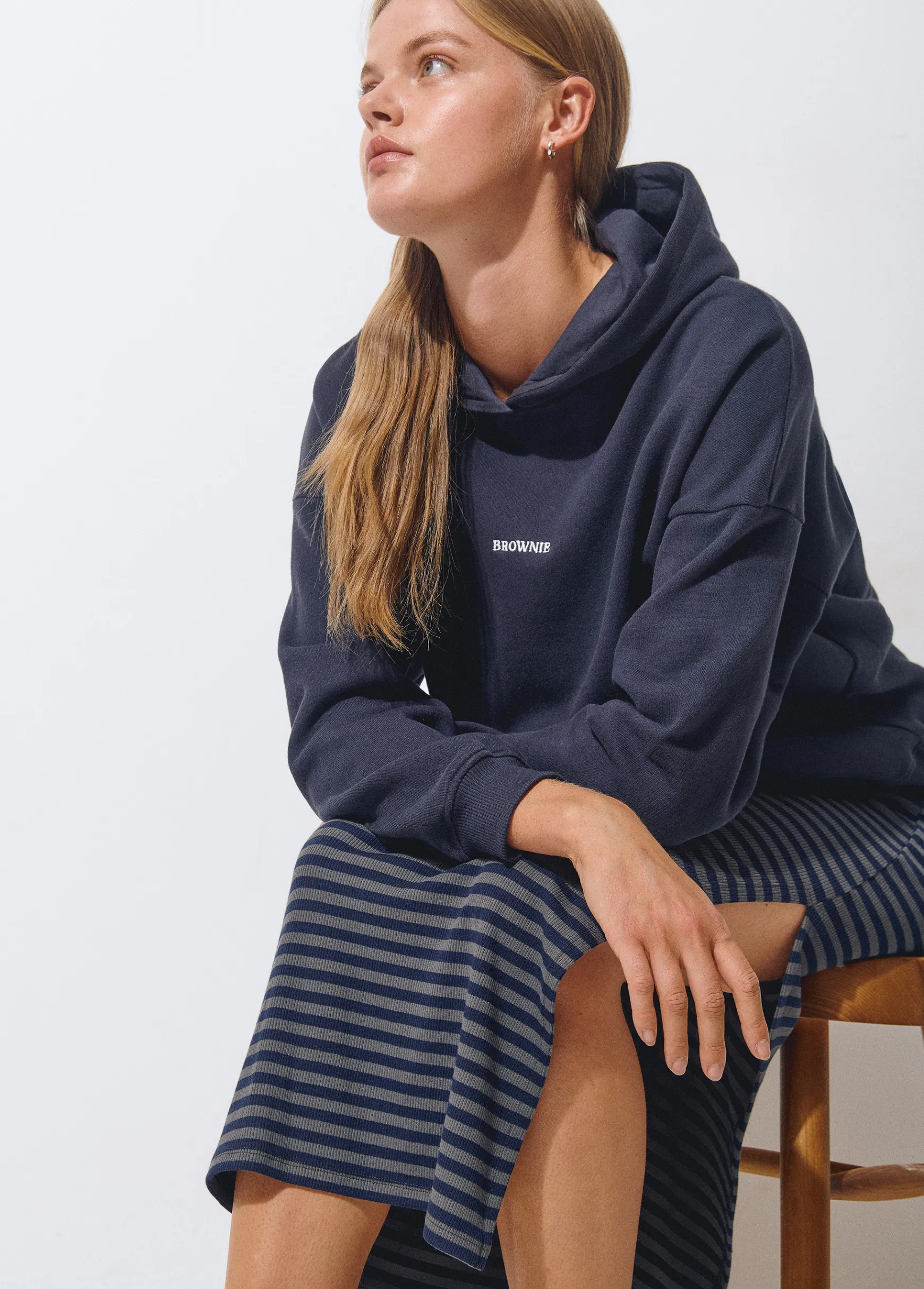 Falda rib largo midi raya tejida*Brownie Online