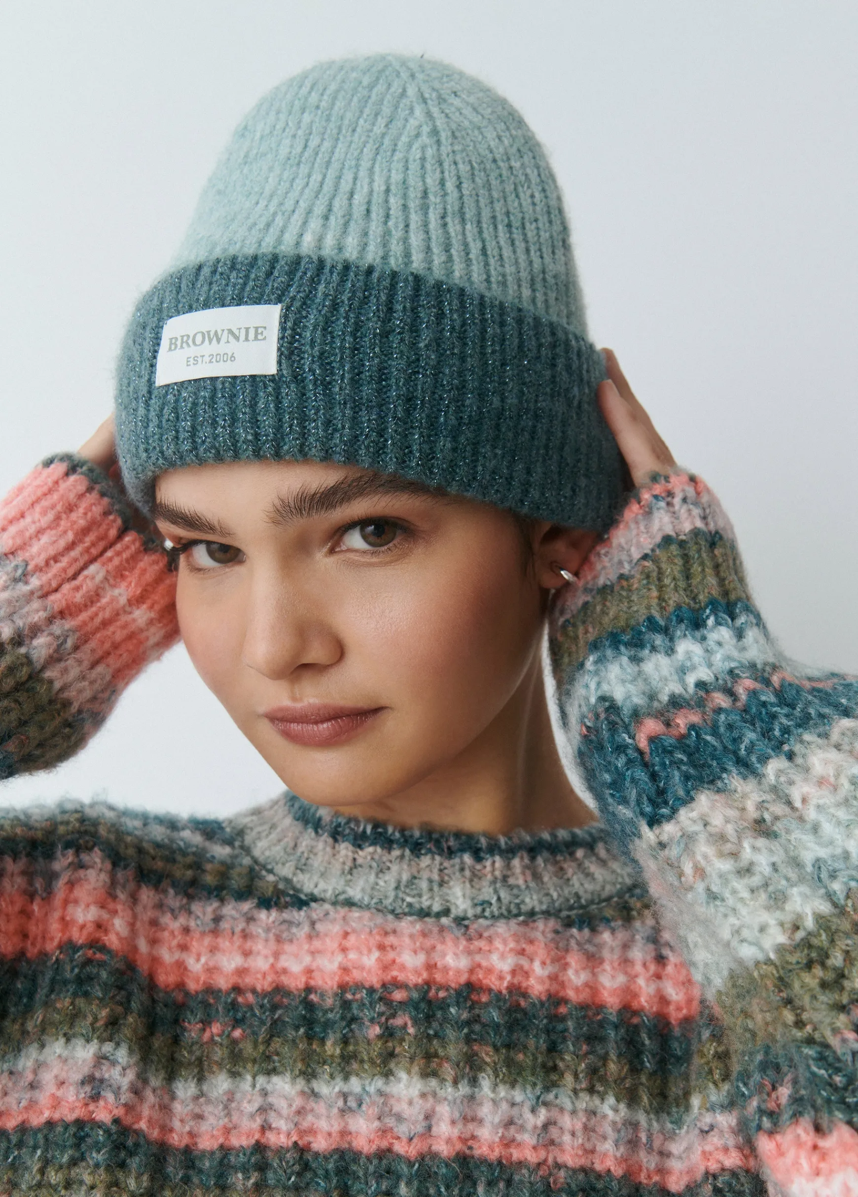 Gorro bicolor canalé lurex*Brownie Hot