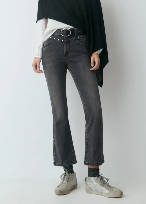 Jeans flare cropped tachas*Brownie Best