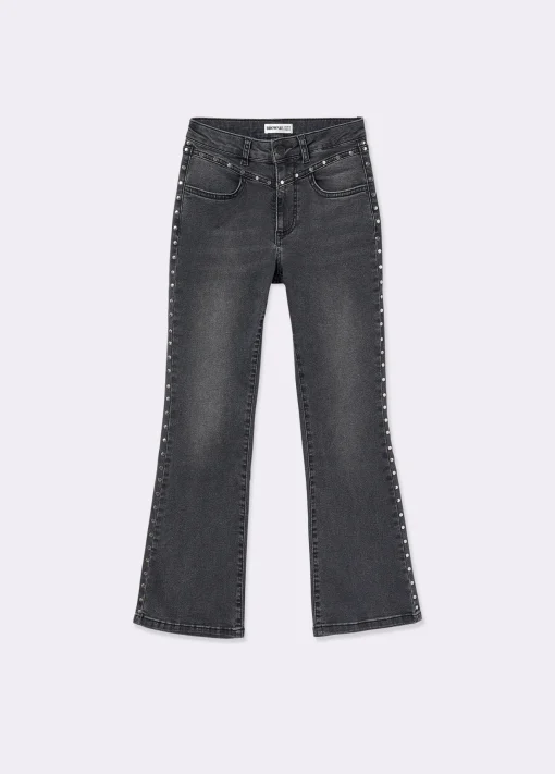 Jeans flare cropped tachas*Brownie Best