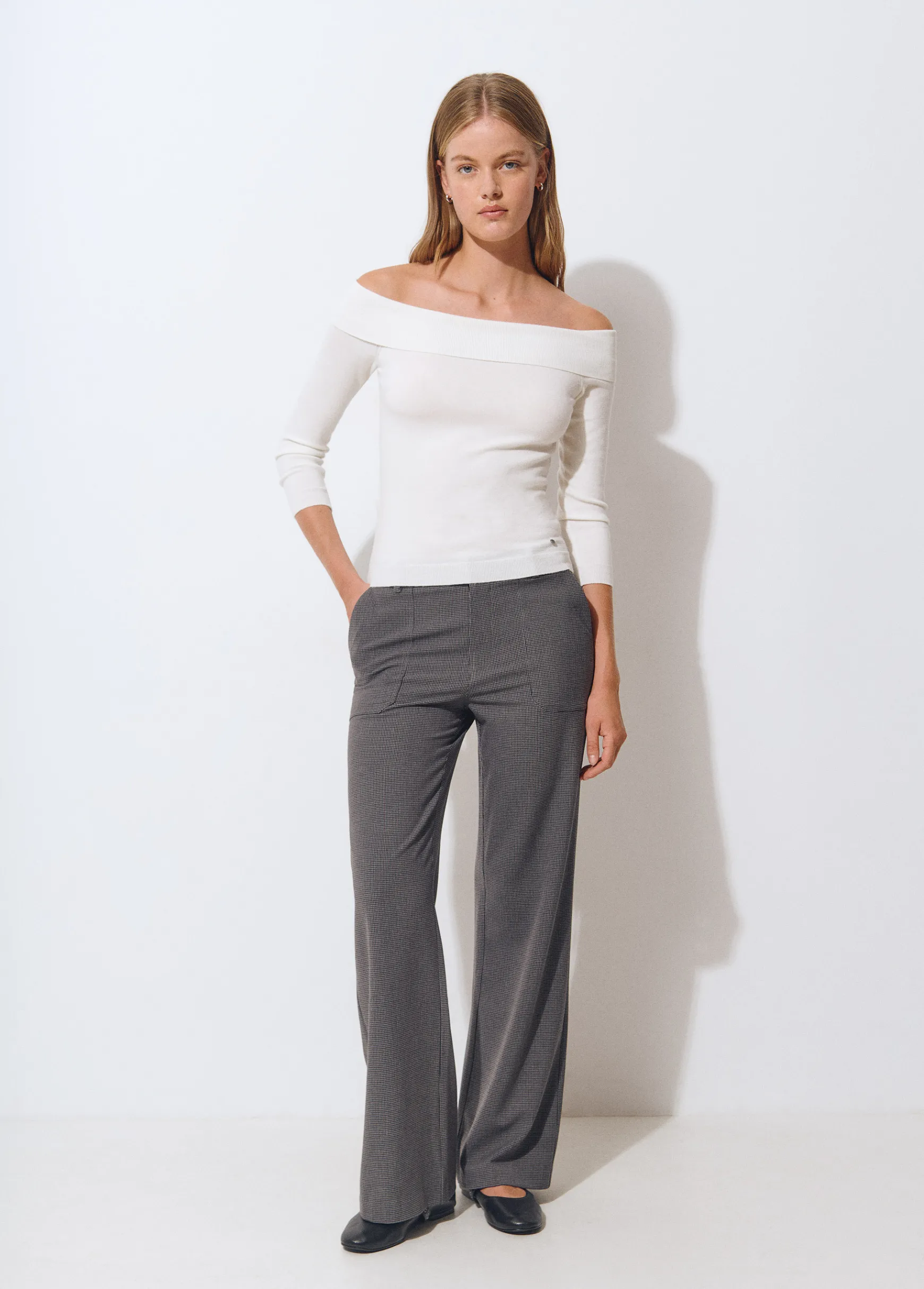 Pantalón flare cuadrito*Brownie New