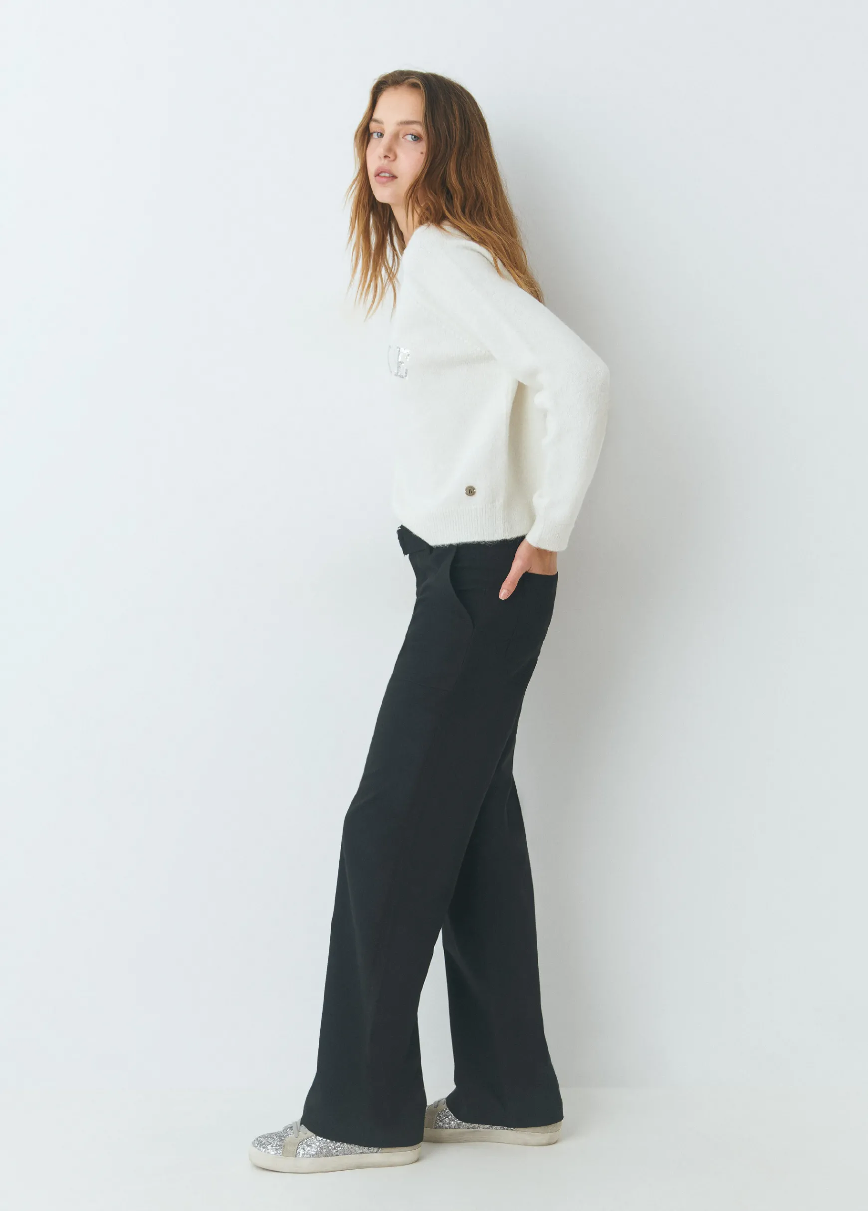 Pantalón recto con cinturón*Brownie Best