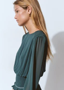 Vestido goma cintura detalle tachas*Brownie Clearance