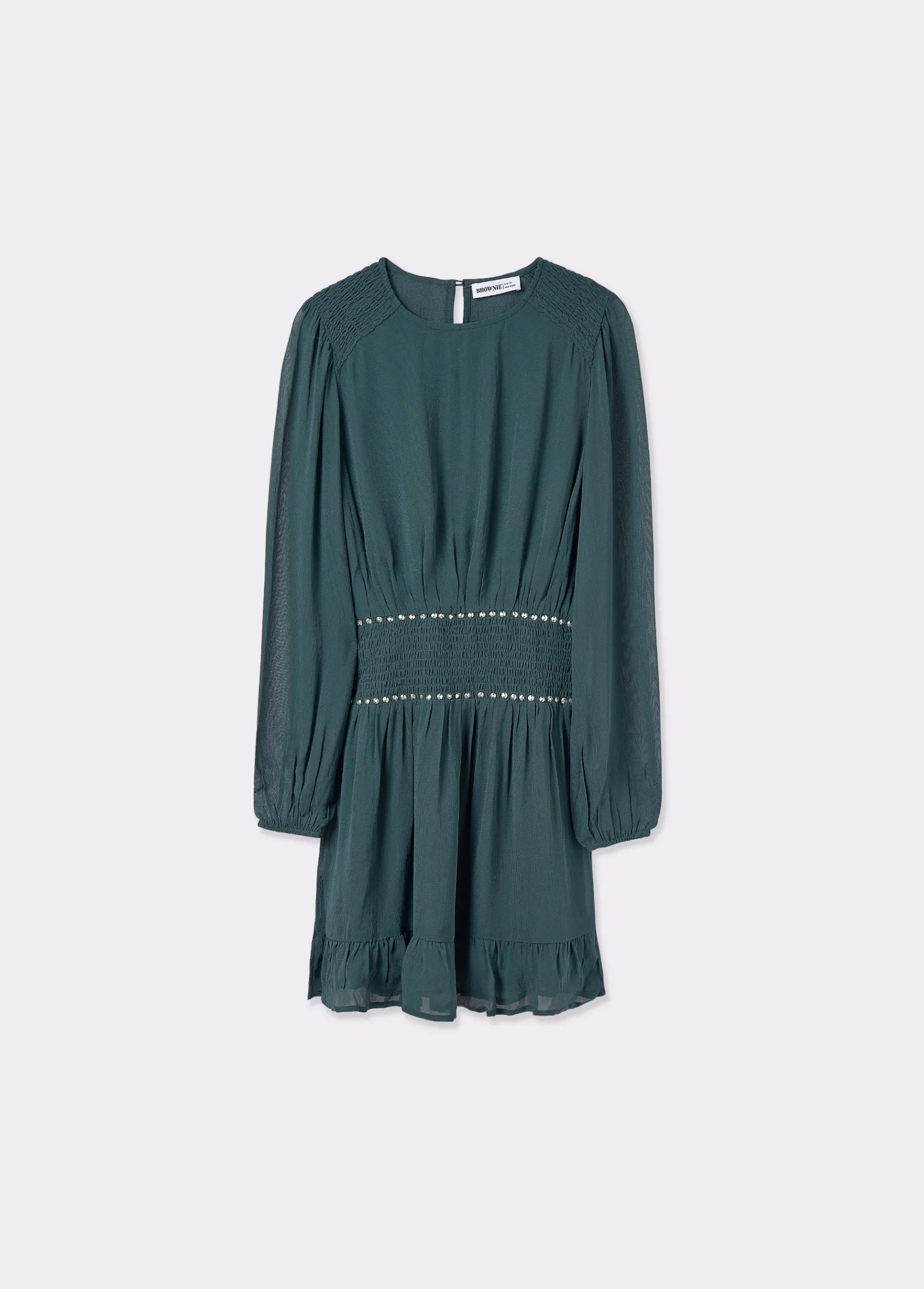 Vestido goma cintura detalle tachas*Brownie Clearance