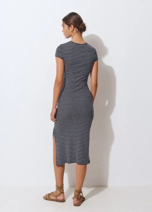 Vestido largo rayas manga corta*Brownie Best