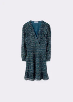 Vestido smock cintura sello indio brillo*Brownie Clearance