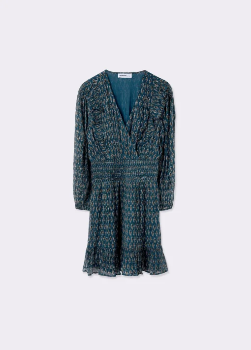 Vestido smock cintura sello indio brillo*Brownie Clearance